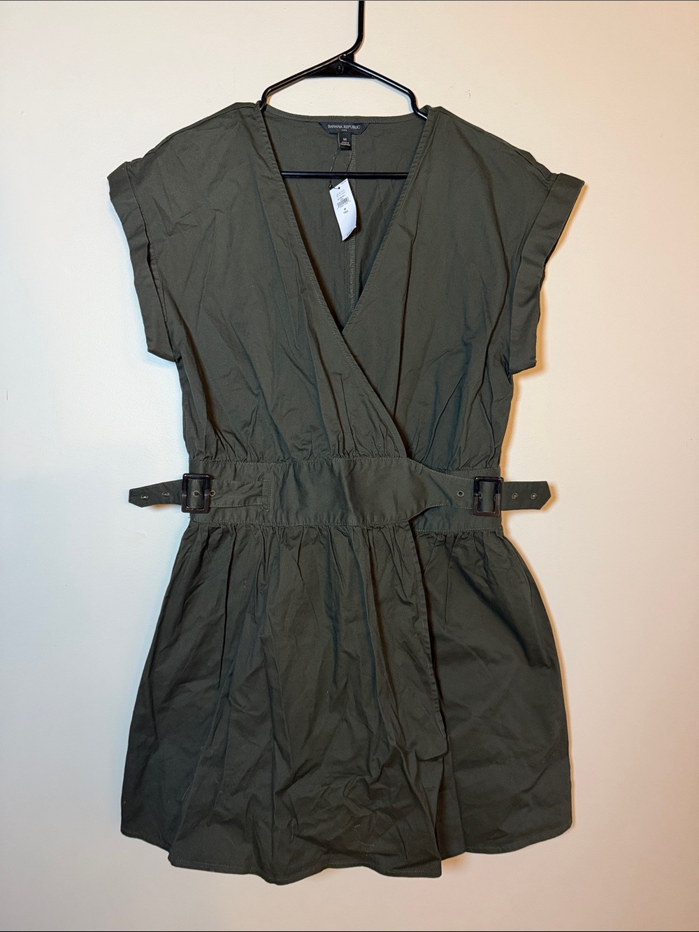 Banana Republic Olive Wrap Mini Dress with Buckle Waist NWT Size Medium Tall